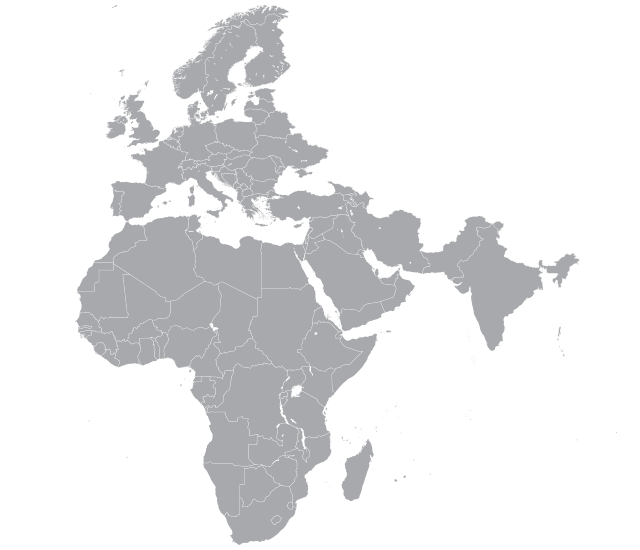 Locations in Europe, Middle East, Africa and India